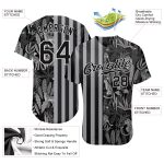 Personalized 3D Leopard & Palm Leaves Baseball Jersey - Custom Name & Number - Black Gray Design Personalized Black Black-Gray