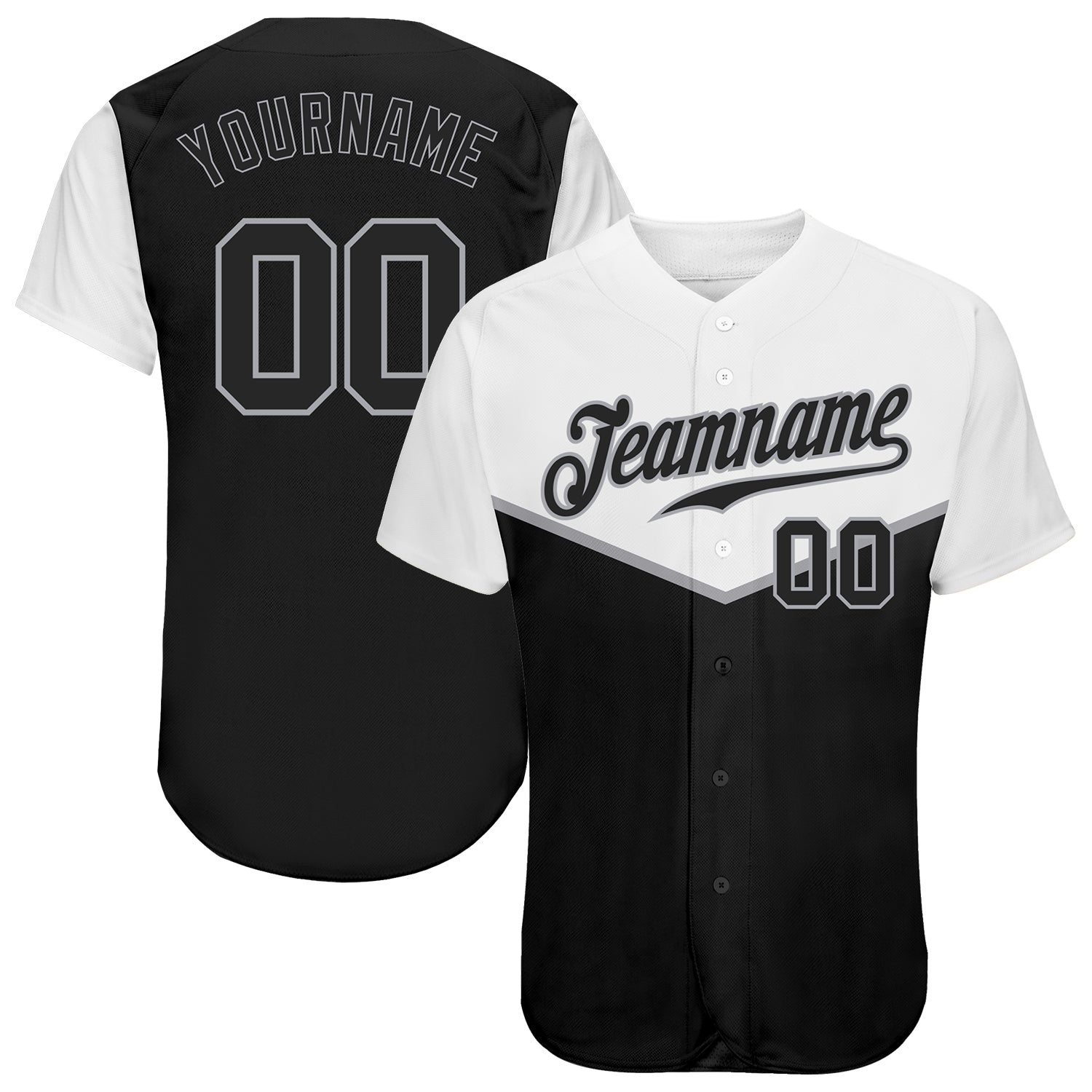 Custom Multicolor 3D Pattern Baseball Jersey - Personalized Black-Gray Design with Team Name and Number Personalized Black