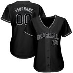 Custom Team Name & Number Personalized Black-Gray Baseball Jersey Authentic Personalized Black Black-Gray Authentic Baseball