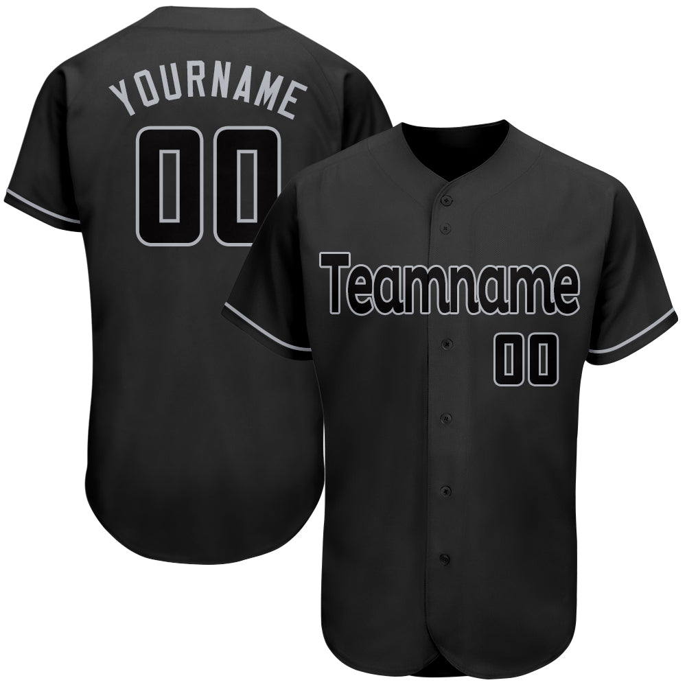 Personalized Black Gray Baseball Jersey - Authentic Custom Sports Apparel Personalized Black Black-Gray Authentic Baseball