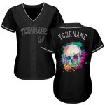 Custom Name Number Personalized Black-Gray Skull Fashion Baseball Jersey Personalized Black Black-Gray Authentic Skull Fashion