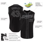Personalized Custom Name and Number Black-Gray Sleeveless Baseball Jersey Personalized Black Black-Gray Authentic Sleeveless