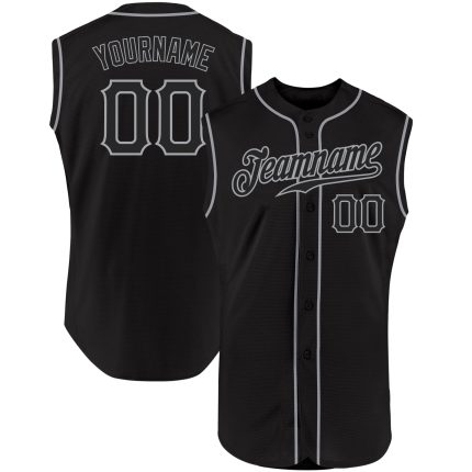 Personalized Custom Name and Number Black-Gray Sleeveless Baseball Jersey Personalized Black Black-Gray Authentic Sleeveless