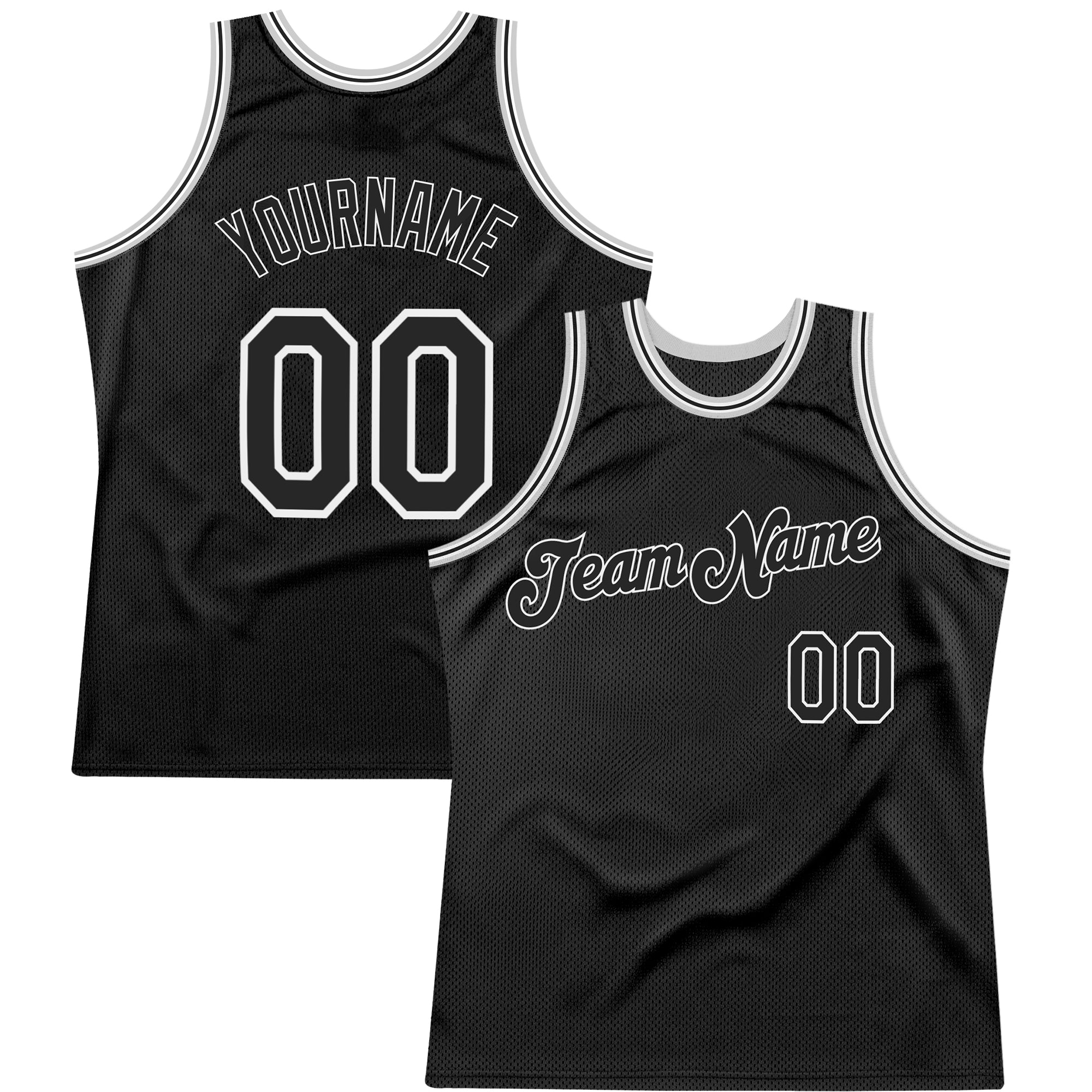 Custom Black-Gray Basketball Jersey with Personalized Name & Number - Authentic Throwback Team Design Personalized Black