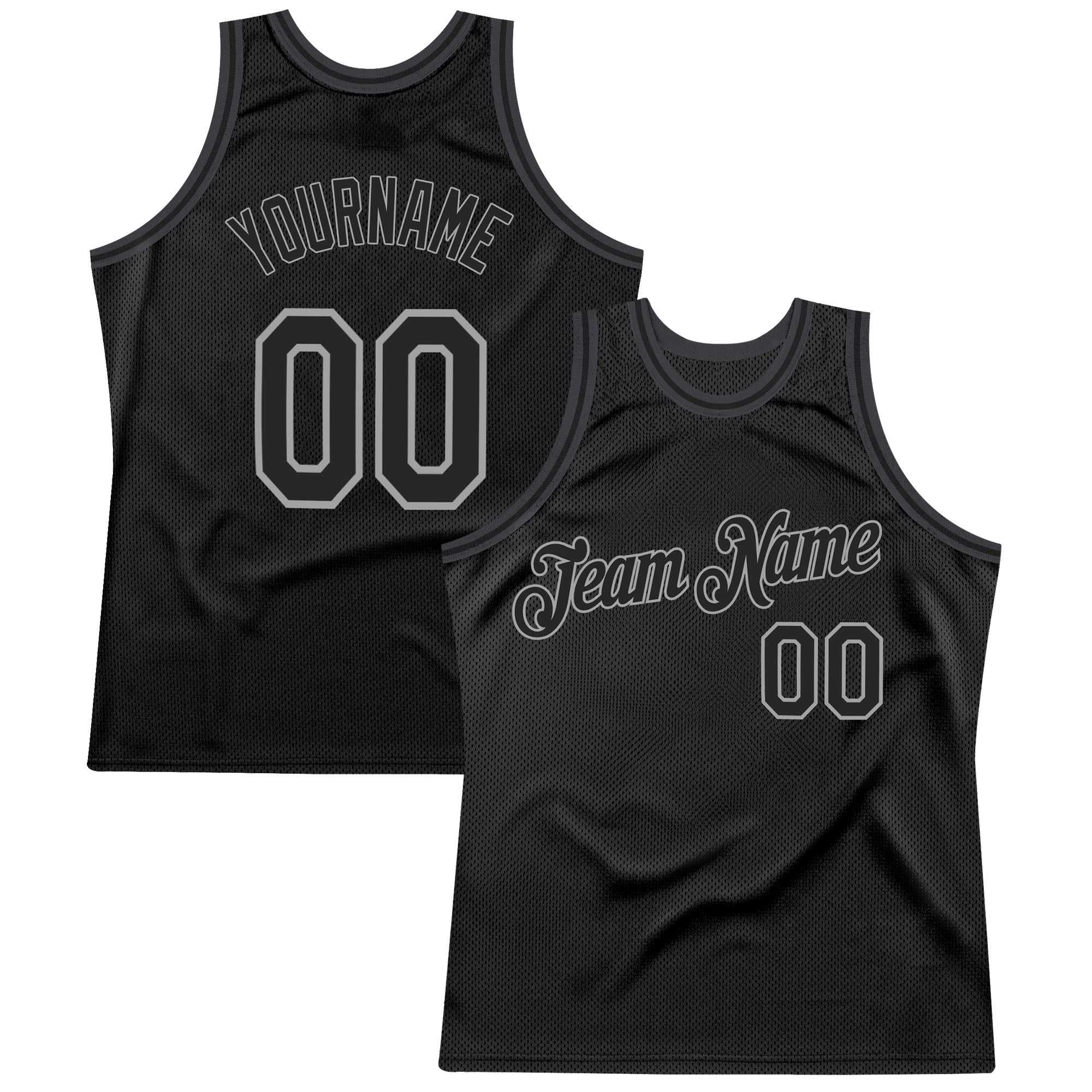Personalized Authentic Black Gray Throwback Basketball Jersey - Custom Name & Number Personalized Black Black-Gray Authentic