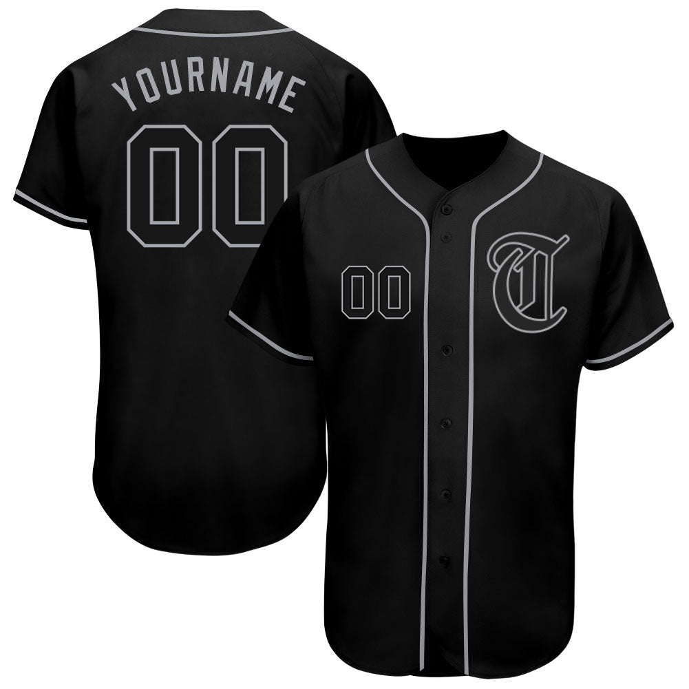 Personalized Black Gray Baseball Jersey for Men, Custom Name & Number, Ideal for Sports Fans, Size 13 Personalized Black