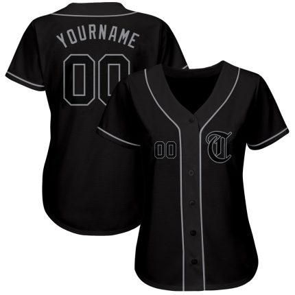 Personalized Black Gray Baseball Jersey for Men, Custom Name & Number, Ideal for Sports Fans, Size 13 Personalized Black
