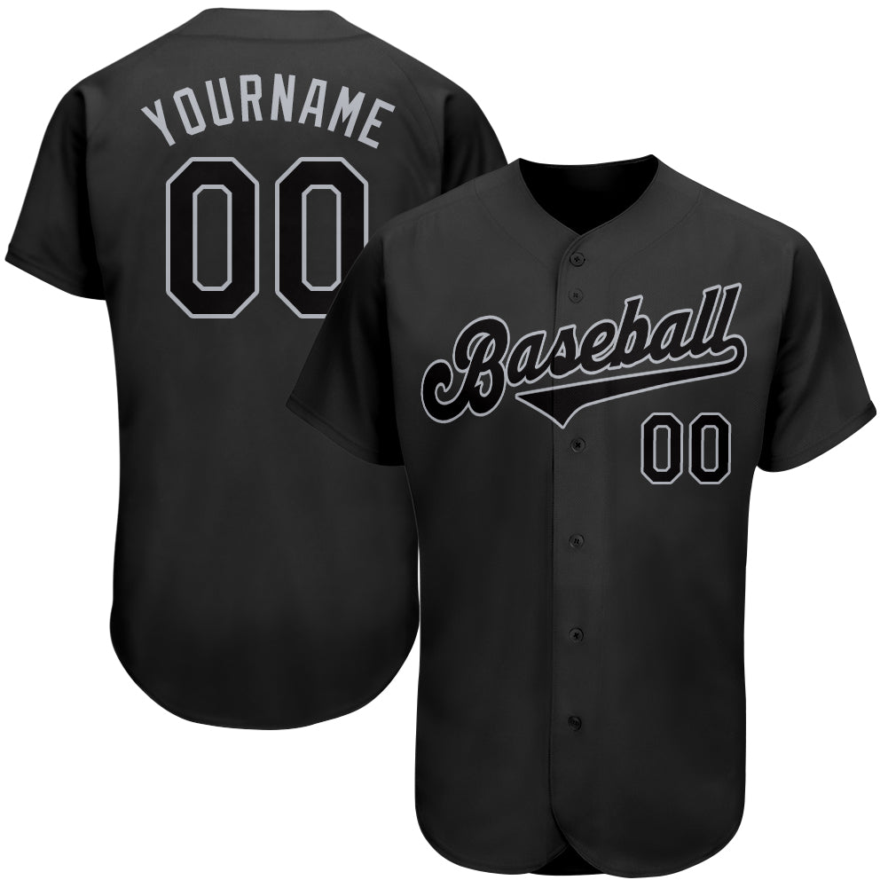 Personalized Black Gray Baseball Jersey for Men - Custom Team Apparel Personalized Black Black-Gray Baseball Jersey 3