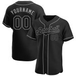 Personalized Black Gray Baseball Jersey for Adults and Kids Personalized Black Black-Gray Baseball Jersey 4