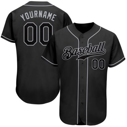 Personalized Black Gray Baseball Jersey for Men Women Kids - Custom Name & Number Personalized Black Black-Gray Baseball