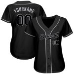 Personalized Black Gray Baseball Jersey for Men Women Kids - Custom Name & Number Personalized Black Black-Gray Baseball