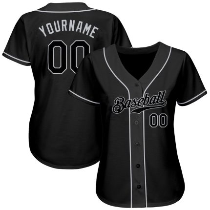Personalized Black Gray Baseball Jersey for Men Women Kids - Custom Name & Number Personalized Black Black-Gray Baseball