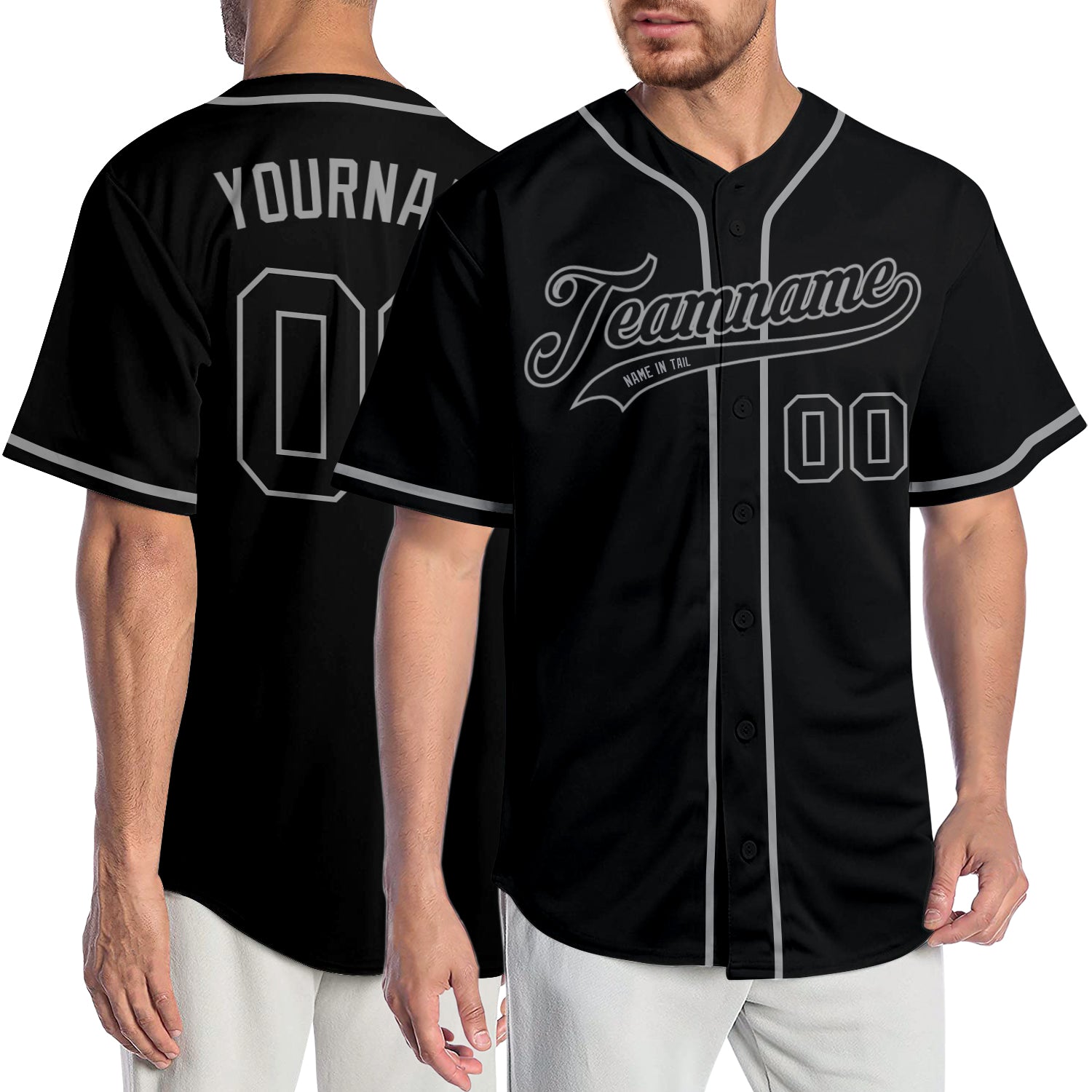 Personalized Black and Gray Baseball Jersey for Men, Size 6 - Custom Team Apparel Personalized Black Black-Gray Baseball