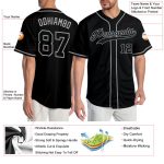 Personalized Black and Gray Baseball Jersey for Men, Size 6 - Custom Team Apparel Personalized Black Black-Gray Baseball