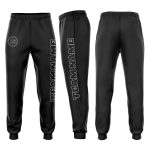 Custom Name and Number Personalized Black-Gray Fleece Jogger Sweatpants for Teams Personalized Black Black-Gray Fleece Jogger