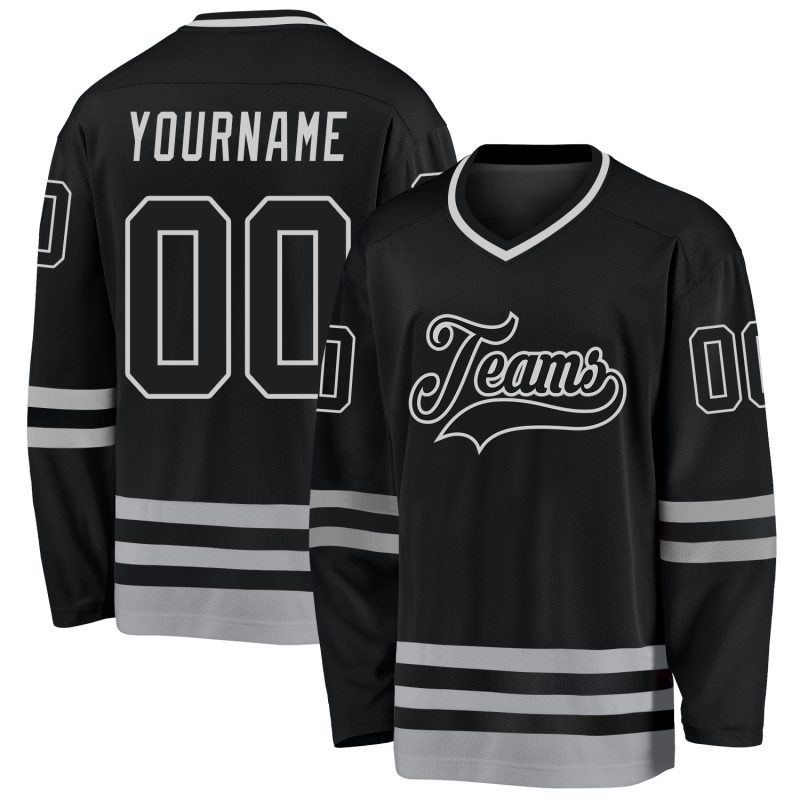 Personalized Black and Gray Hockey Jersey for Men, Custom Sports Apparel Personalized Black Black-Gray Hockey Jersey