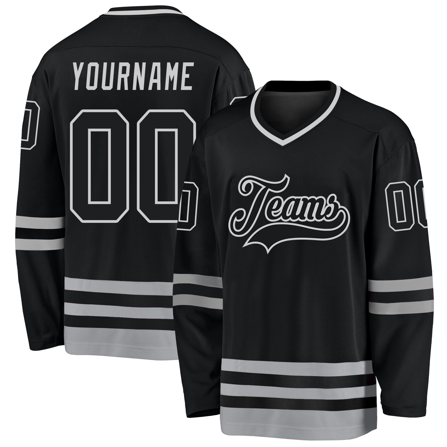 Custom Name and Number Black-Gray Hockey Jersey - Personalized Team Jersey Personalized Black Black-Gray Hockey Jersey Team