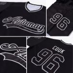 Custom Name and Number Black-Gray Hockey Jersey - Personalized Team Jersey Personalized Black Black-Gray Hockey Jersey Team