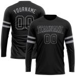 Personalized Performance T-Shirt for Men, Black and Gray Long Sleeve Design Personalized Black Black-Gray Long Sleeve Performance