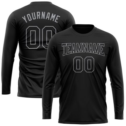 Personalized Performance T-Shirt for Men, Black and Gray Long Sleeve Design Personalized Black Black-Gray Long Sleeve Performance