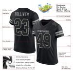 Customizable Mesh Football Jersey - Personalized Black & Gray Team Jersey with Name and Number Personalized Black Black-Gray