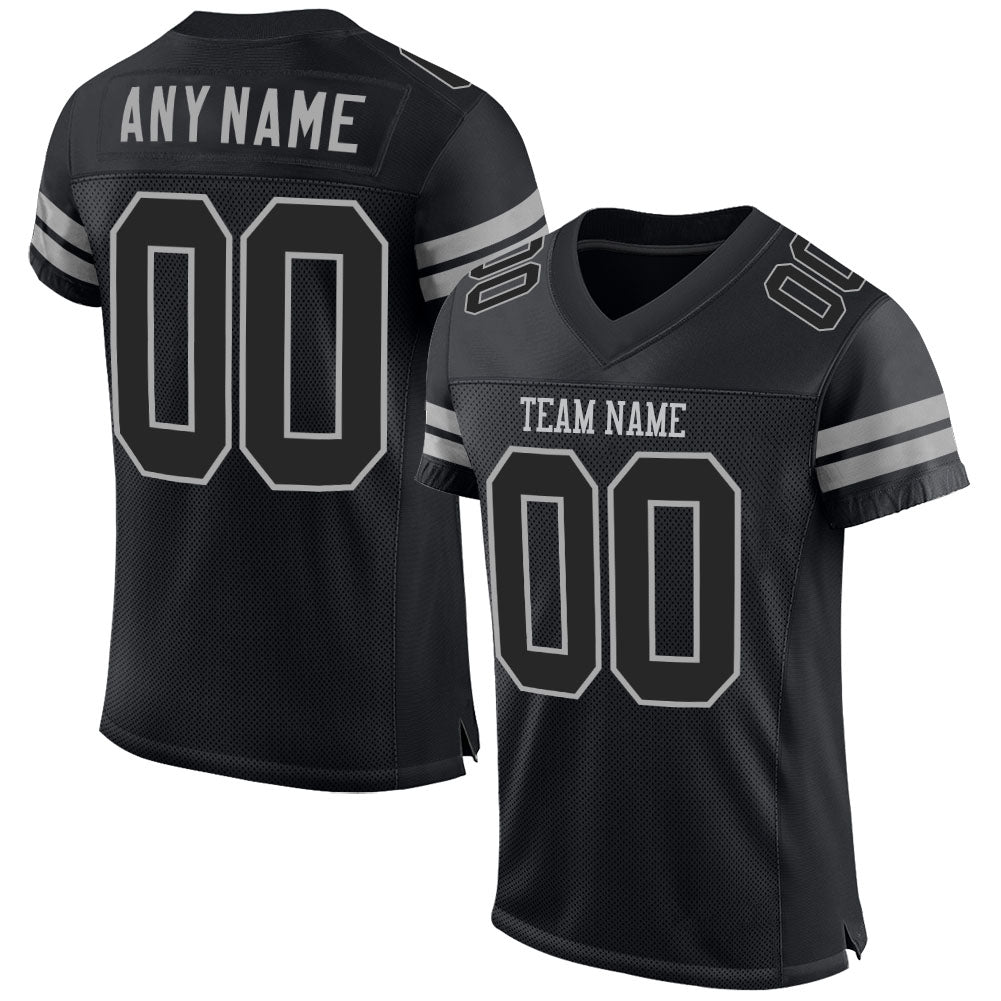 Customizable Mesh Football Jersey - Personalized Black & Gray Team Jersey with Name and Number Personalized Black Black-Gray