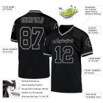 Custom Name Number Personalized Black Gray Mesh Football Jersey - Authentic Throwback Team Jersey Personalized Black Black-Gray