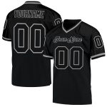 Custom Name Number Personalized Black Gray Mesh Football Jersey - Authentic Throwback Team Jersey Personalized Black Black-Gray