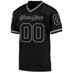 Custom Name Number Personalized Black Gray Mesh Football Jersey - Authentic Throwback Team Jersey Personalized Black Black-Gray