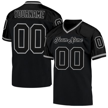 Personalized Black Gray Mesh Throwback Football Jersey for Men and Women Personalized Black Black-Gray Mesh Throwback Football