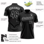 Personalized Performance Vapor Golf Polo Shirt - Black and Gray Design Personalized Black Black-Gray Performance Vapor Golf