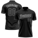 Personalized Performance Vapor Golf Polo Shirt - Black and Gray Design Personalized Black Black-Gray Performance Vapor Golf