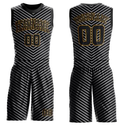 Custom Basketball Jersey with Personalized Name and Number - Black Gray Round Neck Sublimation Suit Personalized Black Black-Gray