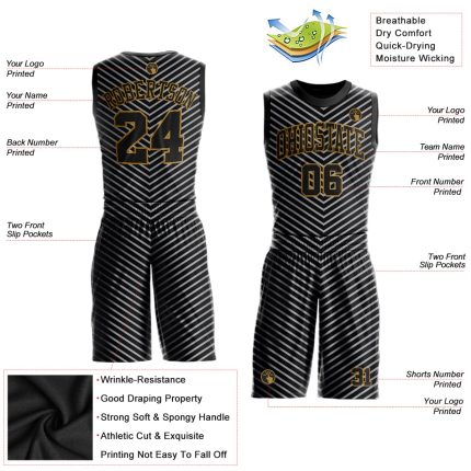 Custom Basketball Jersey with Personalized Name and Number - Black Gray Round Neck Sublimation Suit Personalized Black Black-Gray