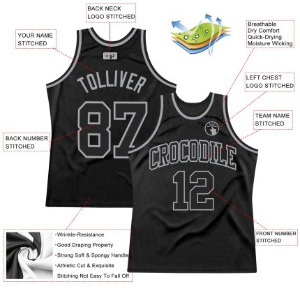 Personalized Black Gray Throwback Basketball Jersey for Men, Size 3 Personalized Black Black-Gray Throwback Basketball Jersey