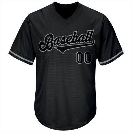 Personalized Black Gray Throwback Rib-Knit Baseball Jersey Shirt Personalized Black Black-Gray Throwback Rib-Knit Baseball