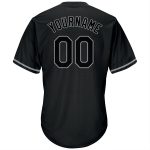 Personalized Black Gray Throwback Rib-Knit Baseball Jersey Shirt Personalized Black Black-Gray Throwback Rib-Knit Baseball