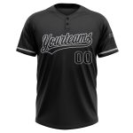 Personalized Unisex Softball Jersey - Black Gray Two-Button Design, Custom Sports Apparel Personalized Black Black-Gray Two-Button