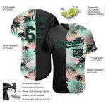 Personalized 3D Tropical Palm Leaves Baseball Jersey in Black and Kelly Green Personalized Black Black-Kelly Green 3D Tropical