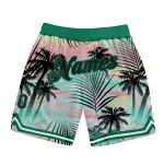 Personalized 3D Tropical Palm Basketball Shorts in Black and Kelly Green Personalized Black Black-Kelly Green 3D Tropical