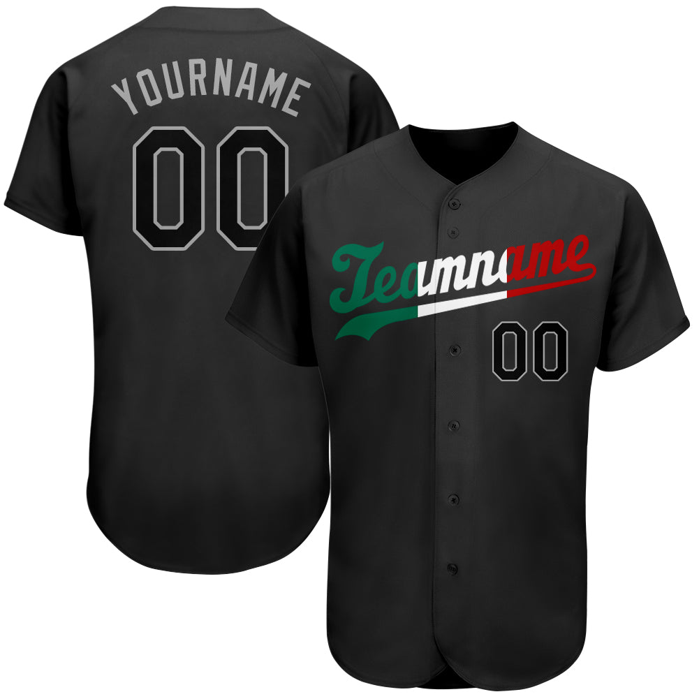 Custom Name and Number Personalized Black Kelly Green Fashion Baseball Jersey Authentic Team Split Personalized Black Black-Kelly
