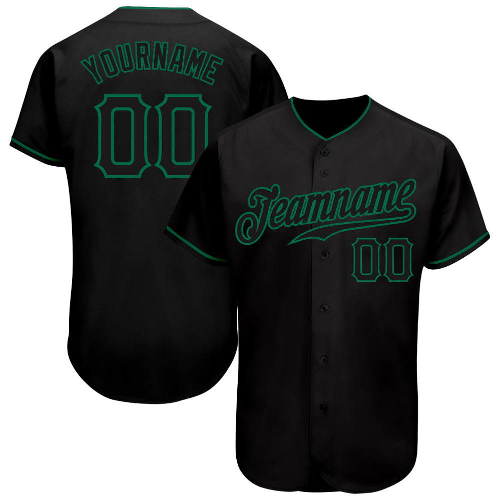 Personalized Black Kelly Green Baseball Jersey for Men and Women - Custom Sportswear Personalized Black Black-Kelly Green
