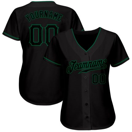 Personalized Black Kelly Green Baseball Jersey for Men and Women - Custom Sportswear Personalized Black Black-Kelly Green