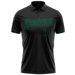 Personalized Black Kelly Green Performance Golf Polo Shirt for Men, Custom Design Personalized Black Black-Kelly Green Performance