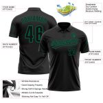 Personalized Black Kelly Green Performance Golf Polo Shirt for Men, Custom Design Personalized Black Black-Kelly Green Performance
