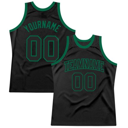 Personalized Black Green Throwback Basketball Jersey for Fans and Players Personalized Black Black-Kelly Green Throwback