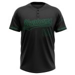 Personalized Unisex Softball Jersey in Black and Kelly Green, Two-Button Style Personalized Black Black-Kelly Green Two-Button