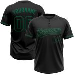 Personalized Unisex Softball Jersey in Black and Kelly Green, Two-Button Style Personalized Black Black-Kelly Green Two-Button