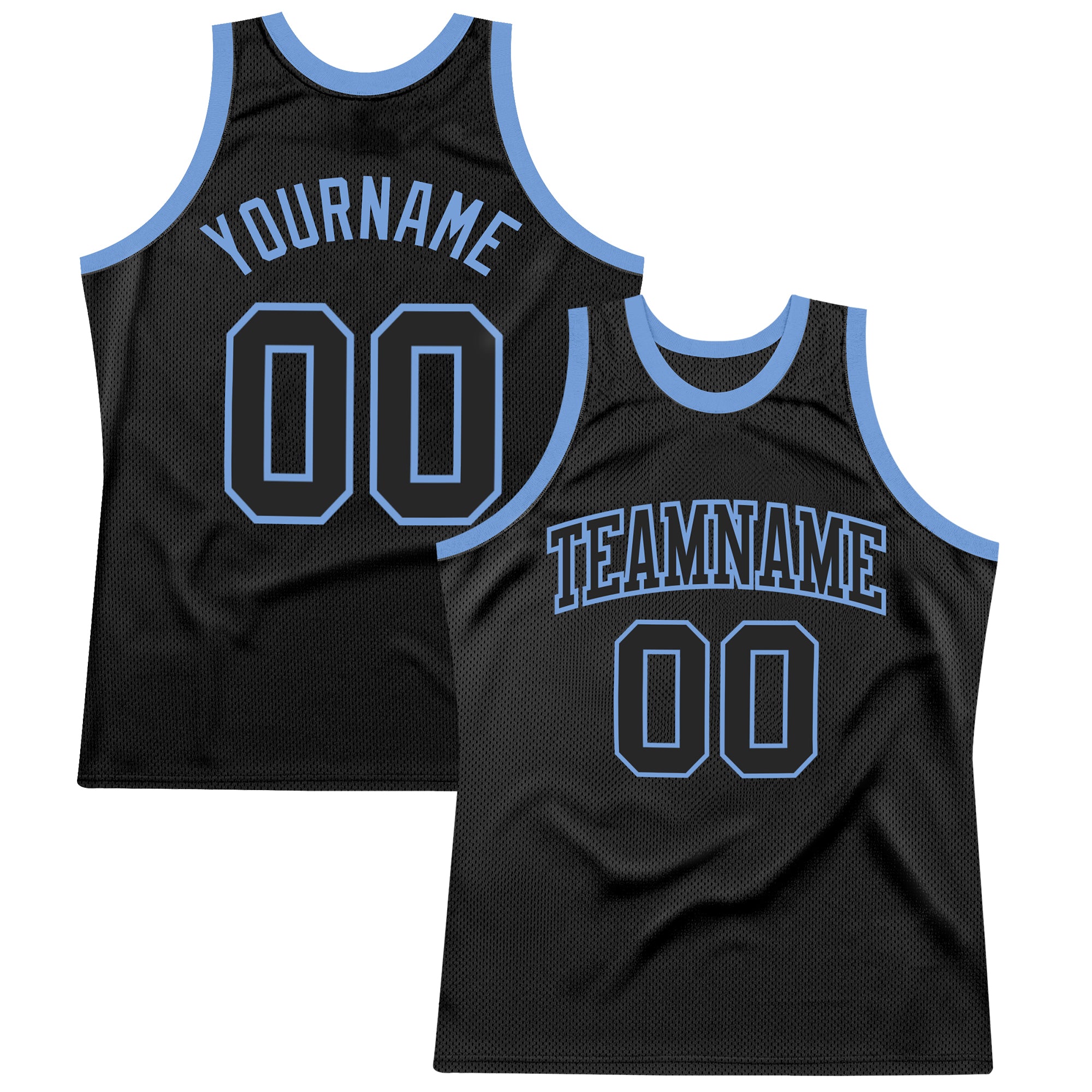 Custom Black Light Blue Basketball Jersey with Personalized Name & Number - Authentic Throwback Style Personalized Black
