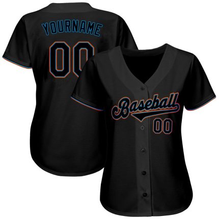 Personalized Black Light Blue Baseball Jersey for Men and Women - Custom Team Apparel Personalized Black Black-Light Blue